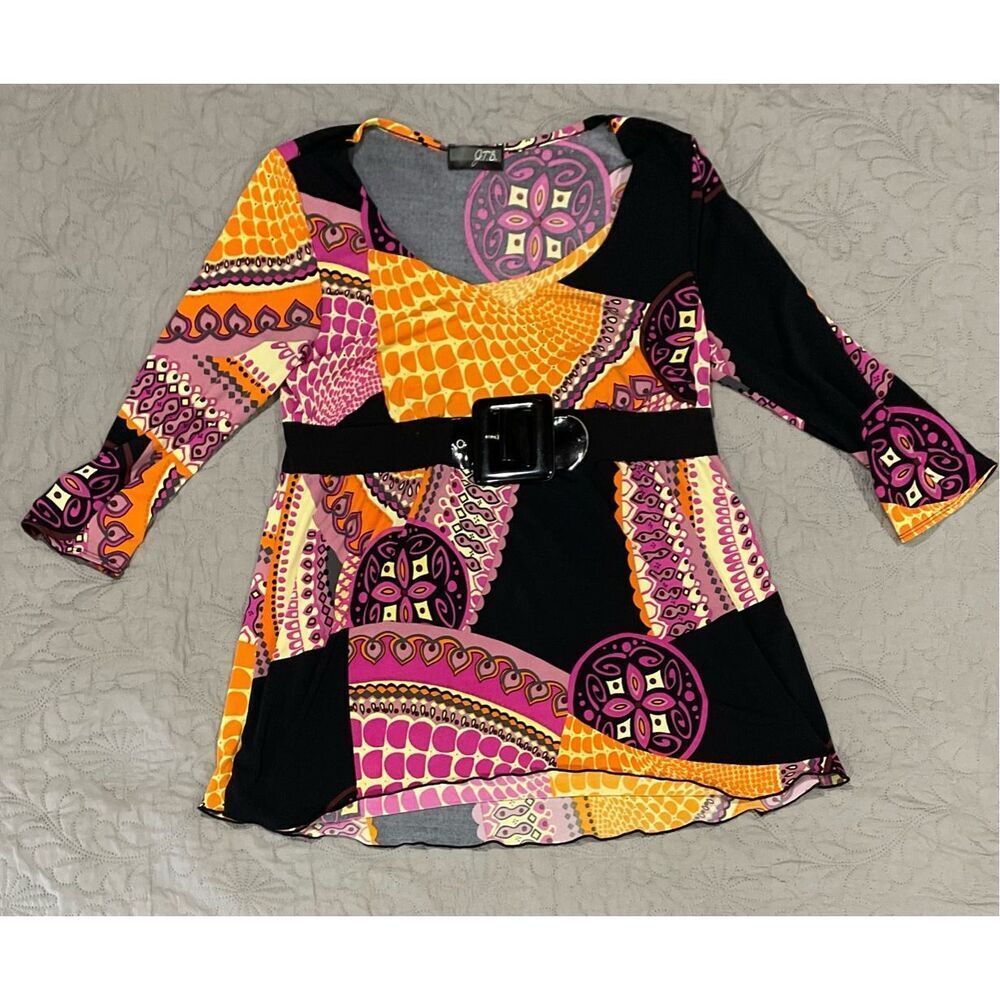 JTB Y2K Coloful Purple Yellow Funky Belt Medium Top Stretchy